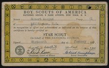 Star Scout certificate